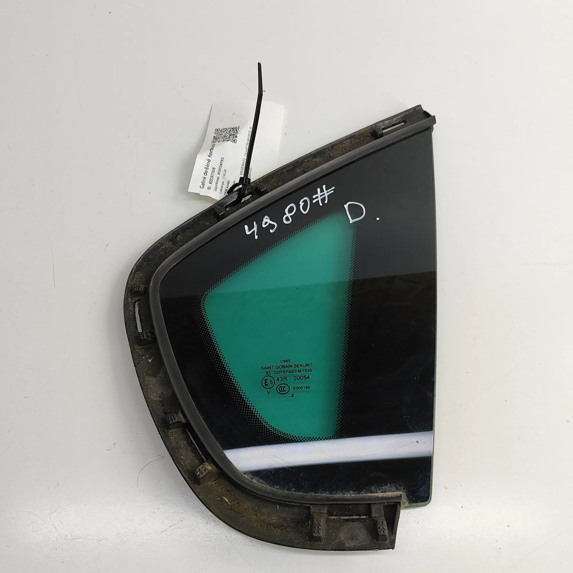 Maserati Quattroporte Rear Right Quarter Window Rear Right Quarter Window — MASERATI QUATTROPOR...