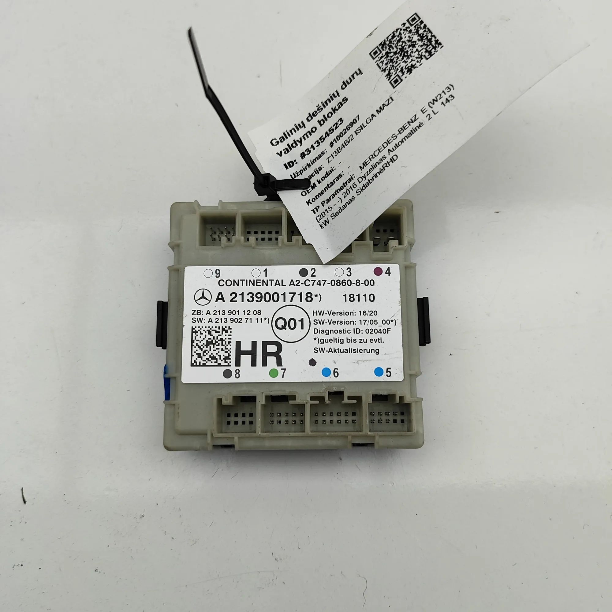 Mercedes-Benz A (W176) Door control unit — rear right Door control unit — rear right — MERCEDES BENZ ...