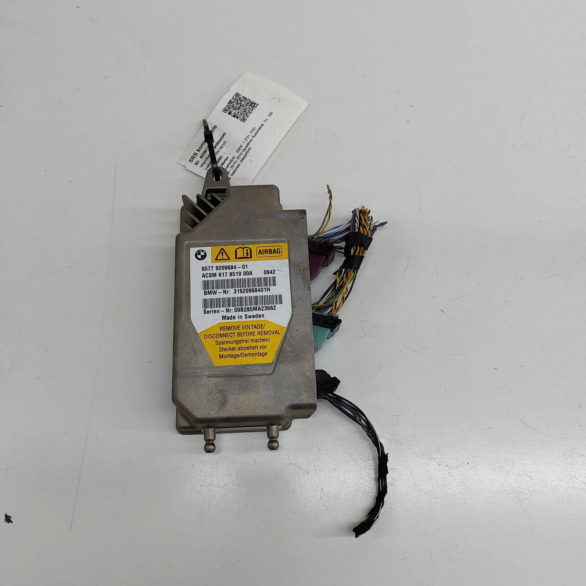 BMW 7 (F01 / F02 / F03 / F04) SRS Control Unit SRS Control Unit — BMW 7 F01, F02 (2008-2015) —...