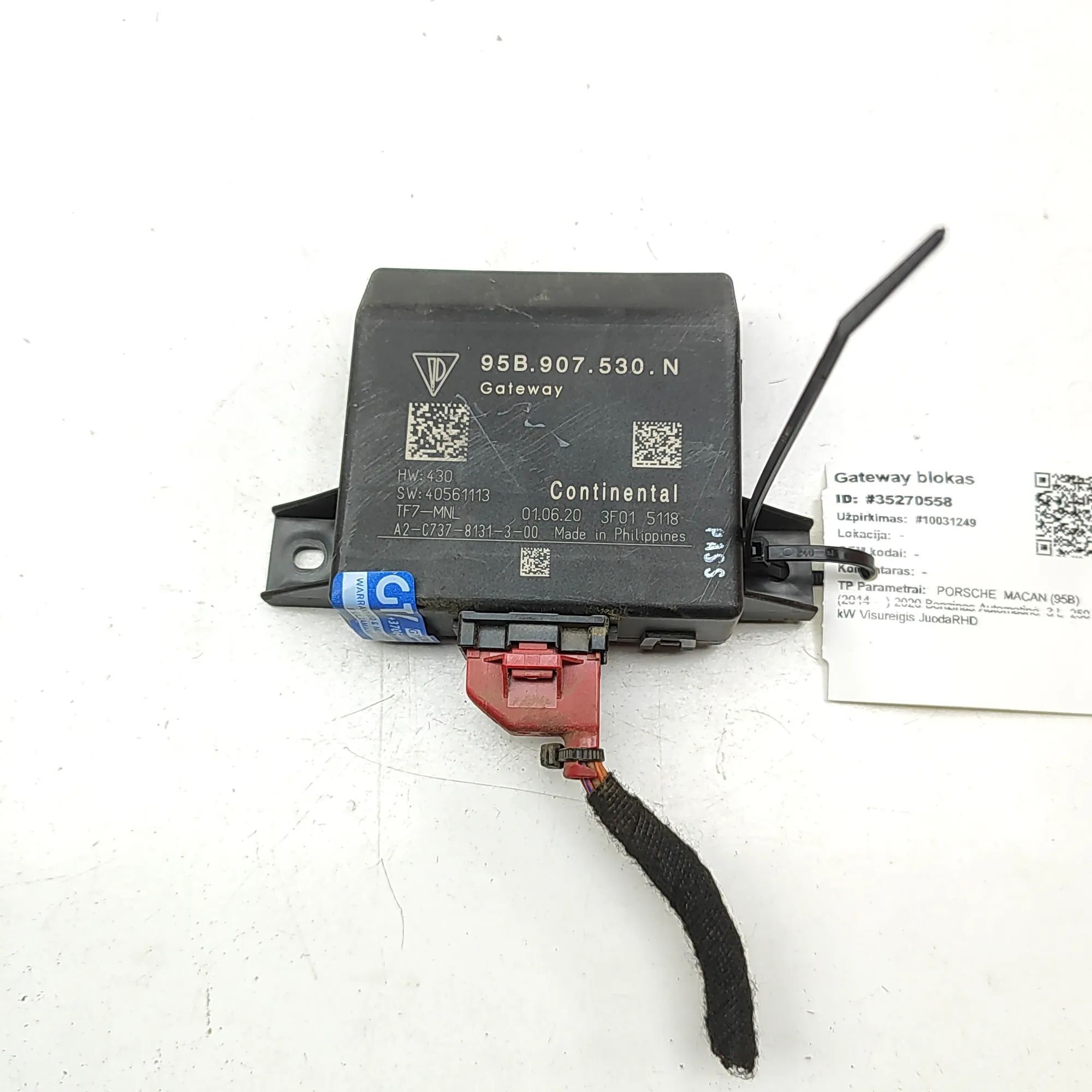 Porsche Macan Gateway Control Unit Gateway Control Unit — PORSCHE MACAN (DKN) (201...