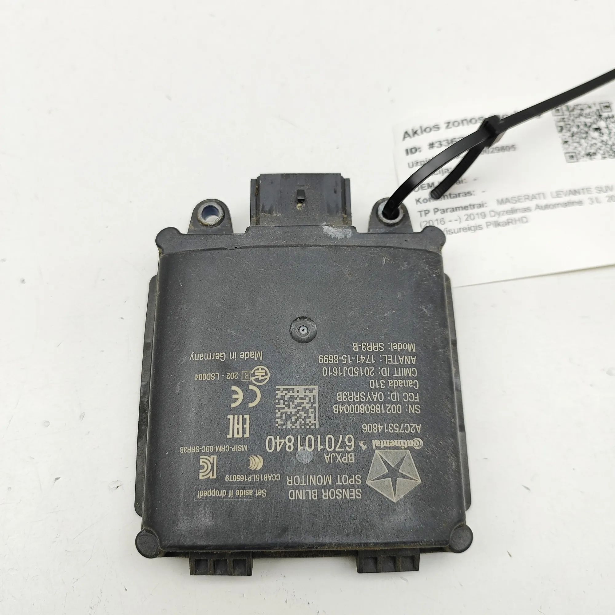 Maserati Levante Blind Spot Control Module Blind Spot Control Module — MASERATI LEVANTE (S...
