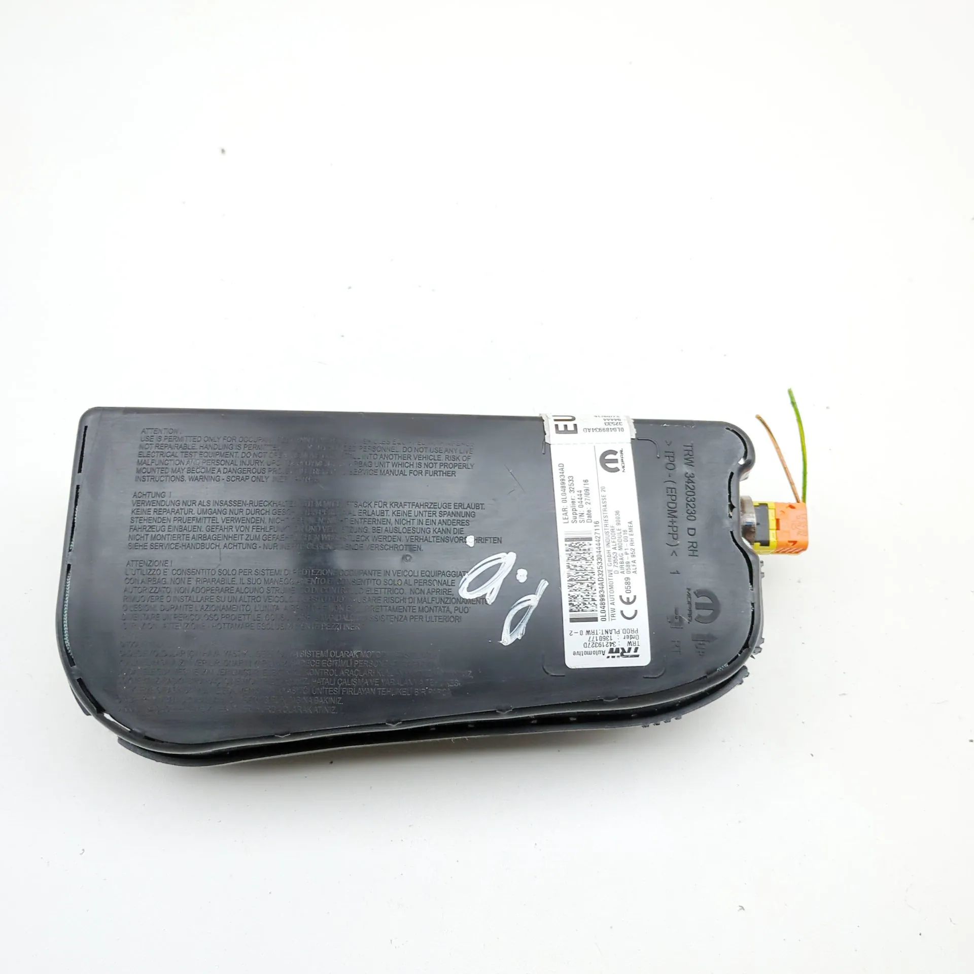 Alfa-Romeo Giulia (952) Seat airbag (SRS) — front right Seat airbag (SRS) — front right — ALFA ROMEO GI...