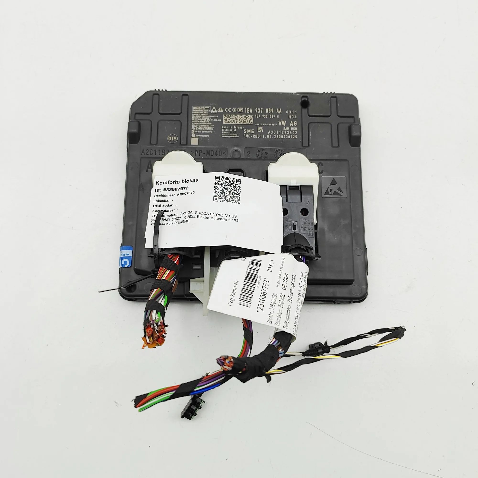 Skoda Enyaq Comfort Control Unit Comfort Control Unit — SKODA ENYAQ (iV SUV 5AC,...