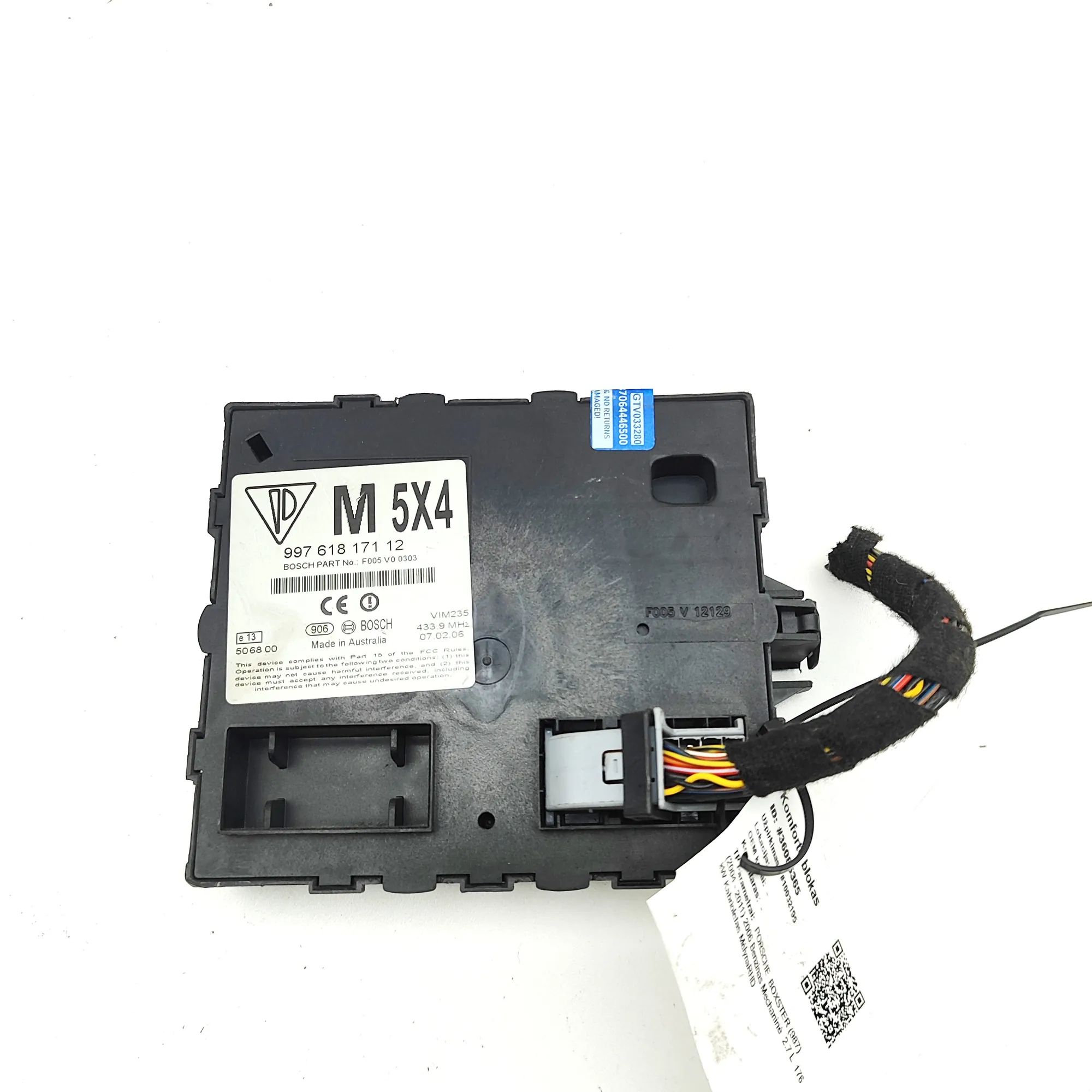 Porsche Boxster (987) Comfort Control Unit Comfort Control Unit — PORSCHE BOXSTER (987) (2...