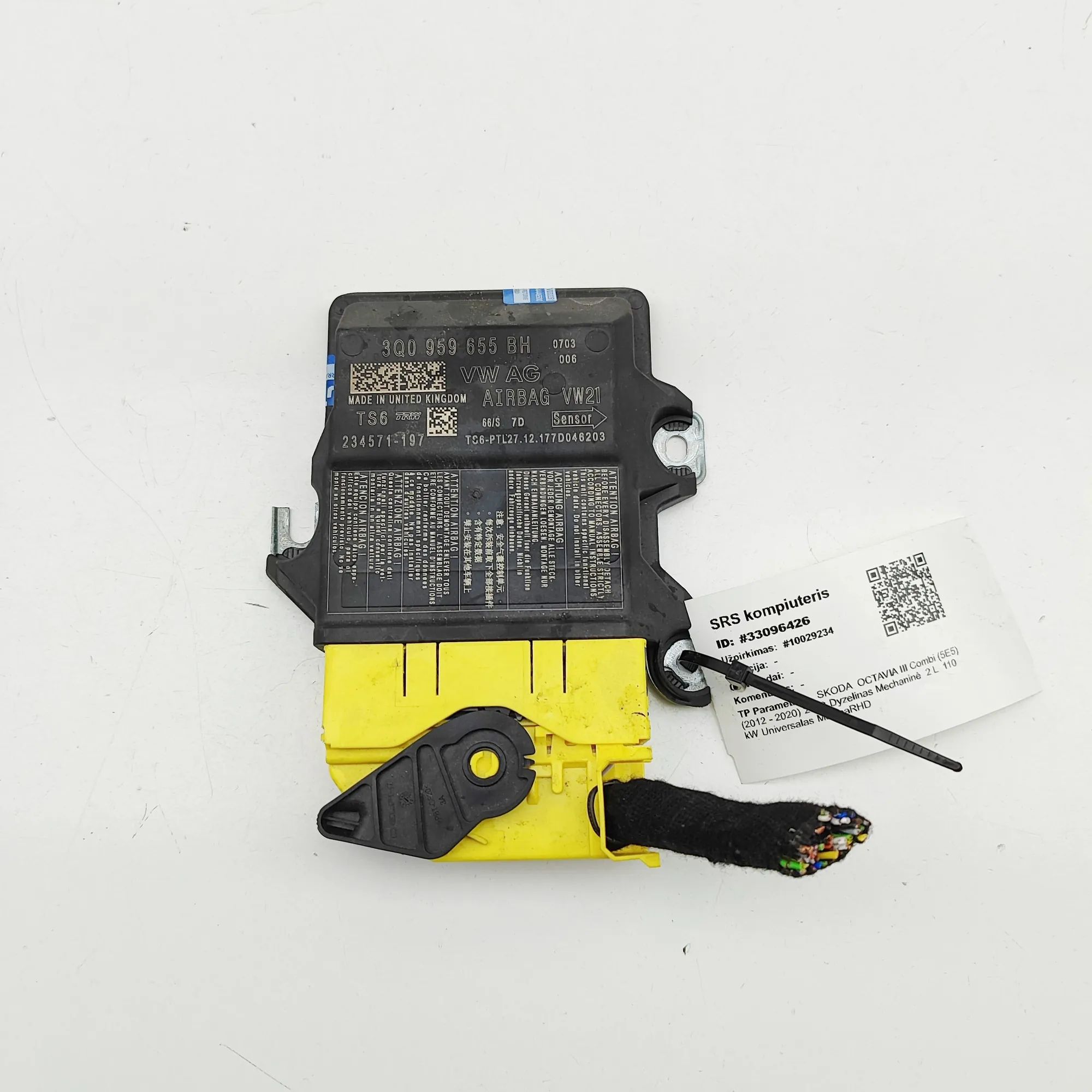 Skoda Octavia SRS Control Unit SRS Control Unit — SKODA OCTAVIA (III Combi 5E5...