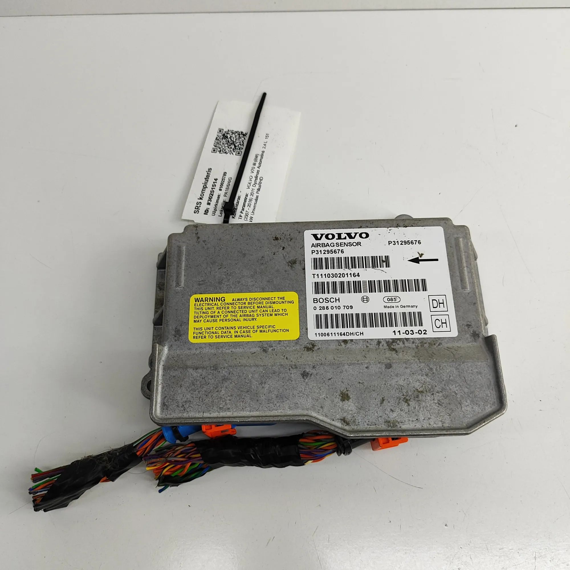 Volvo V70 SRS Control Unit SRS Control Unit — VOLVO V70 (III BW) (2007-201...