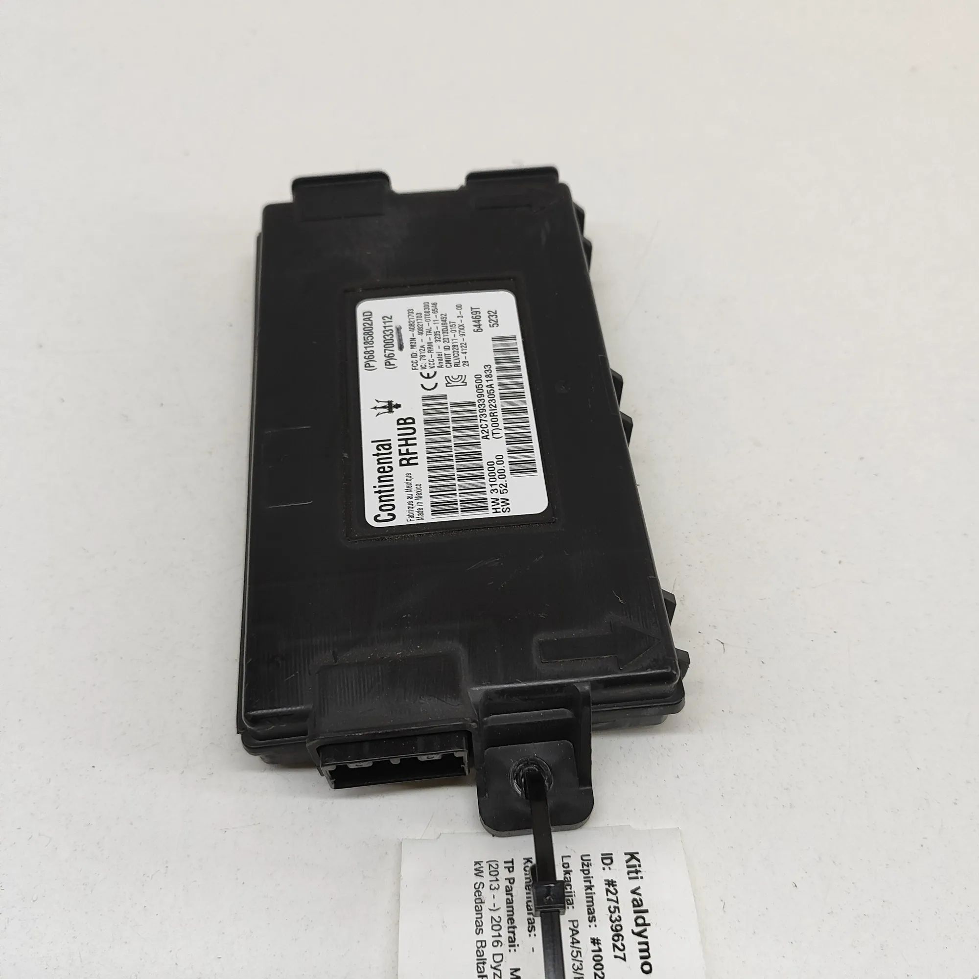 Maserati Ghibli Keyless Control Unit Keyless Control Unit — MASERATI GHIBLI (M157) (...