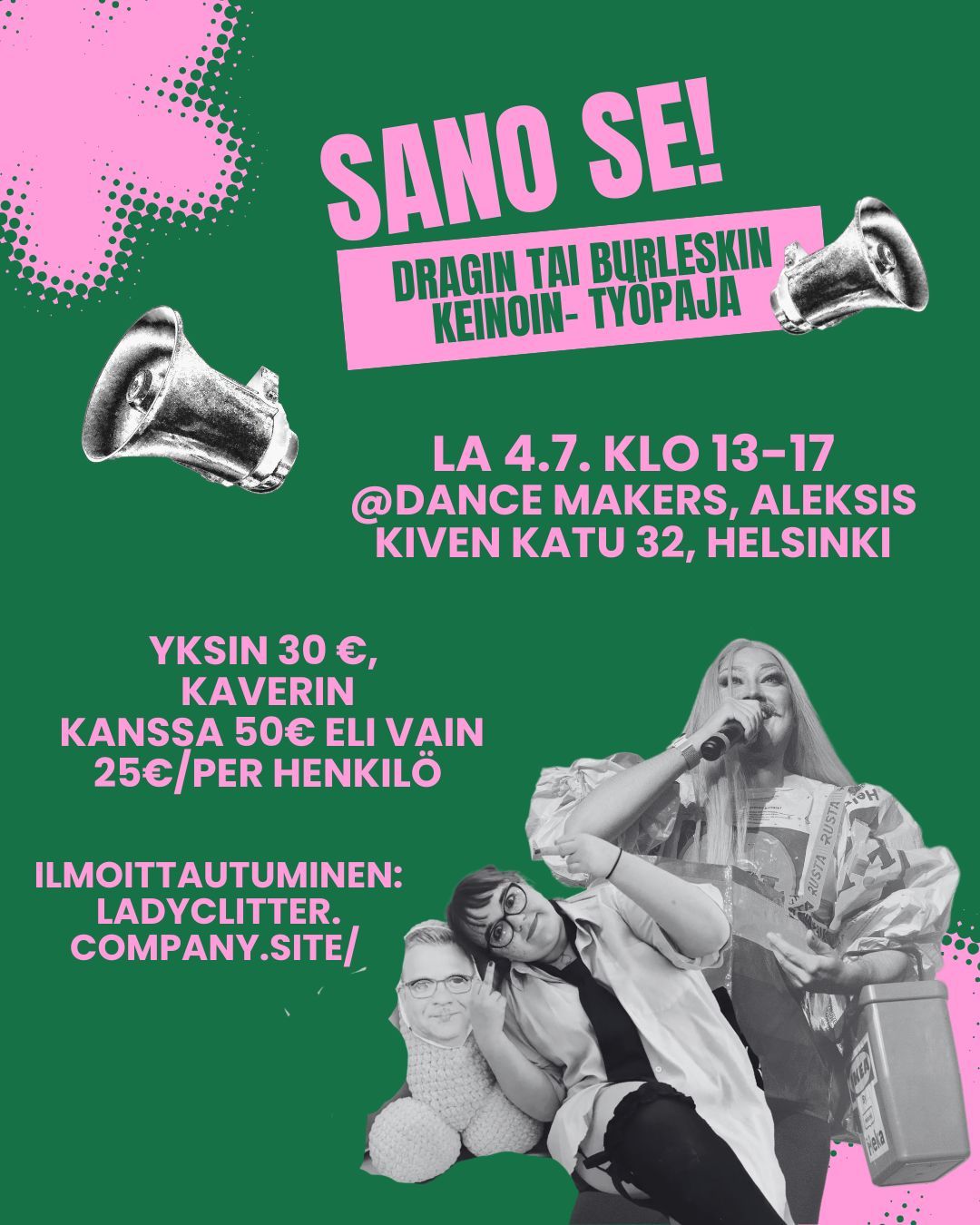 SANO SE! - dragin tai burleskin keinoin-työpaja - PERUSLIPPU