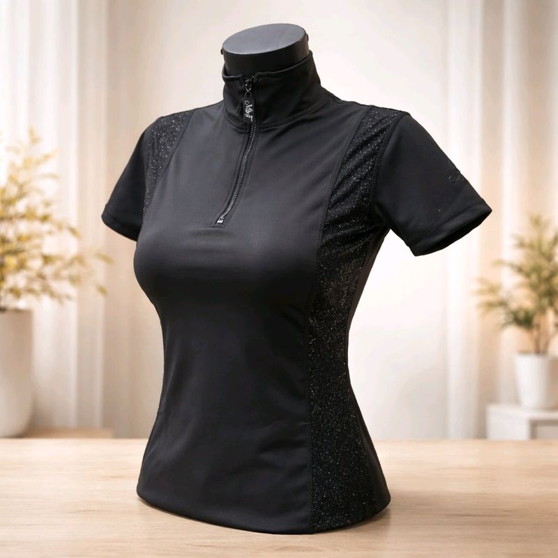 MbF Mesh Sparkle zipper Black