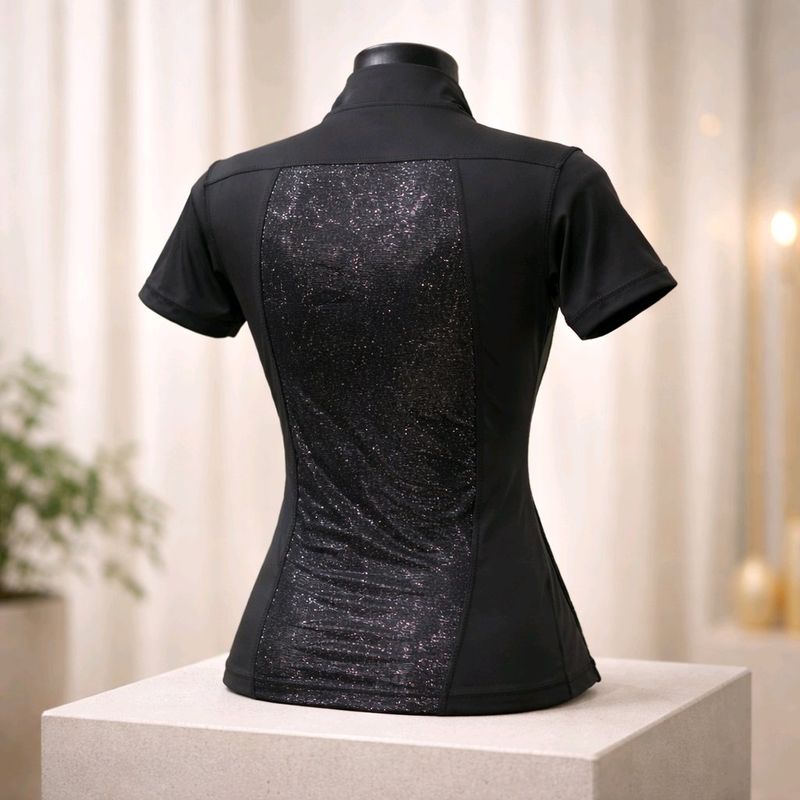 MbF Mesh Sparkle zipper Black