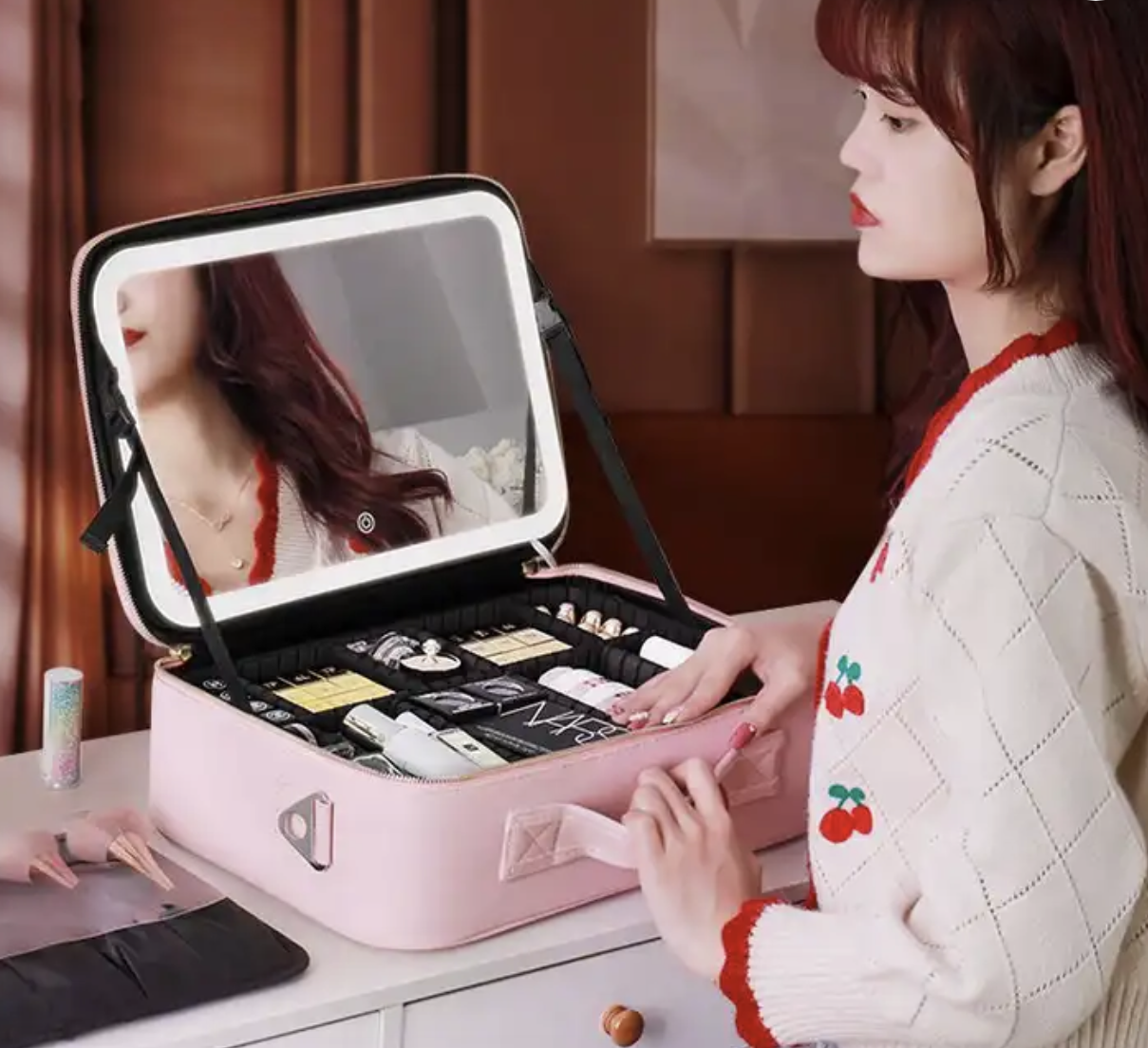 Cosmetic Bag with Mirror with LED lights