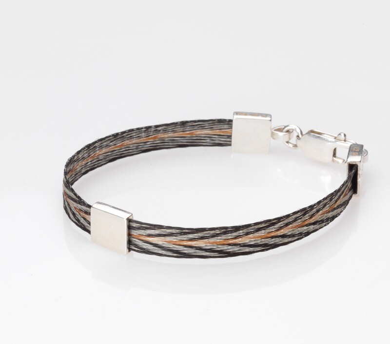 Woven horse hair ribbon bracelet - Patterned, narrow