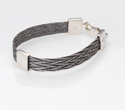 Woven horse hair ribbon bracelet - Patterned, wide