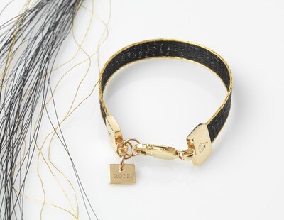 Woven horse hair ribbon bracelet - Brocade, wide