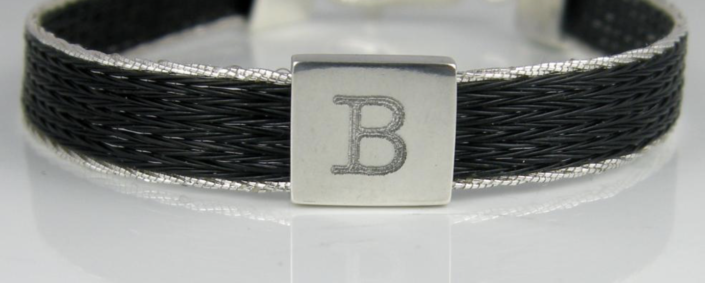 Woven horse hair ribbon bracelet - Brocade, wide
