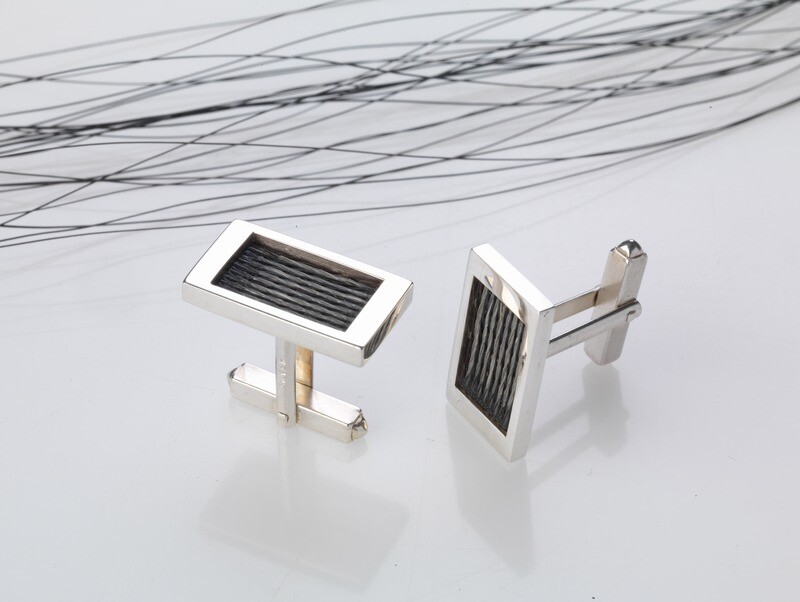 Woven inlaid horse hair cufflinks - Patterned Woven inlaid horse hair cufflinks - Patterned