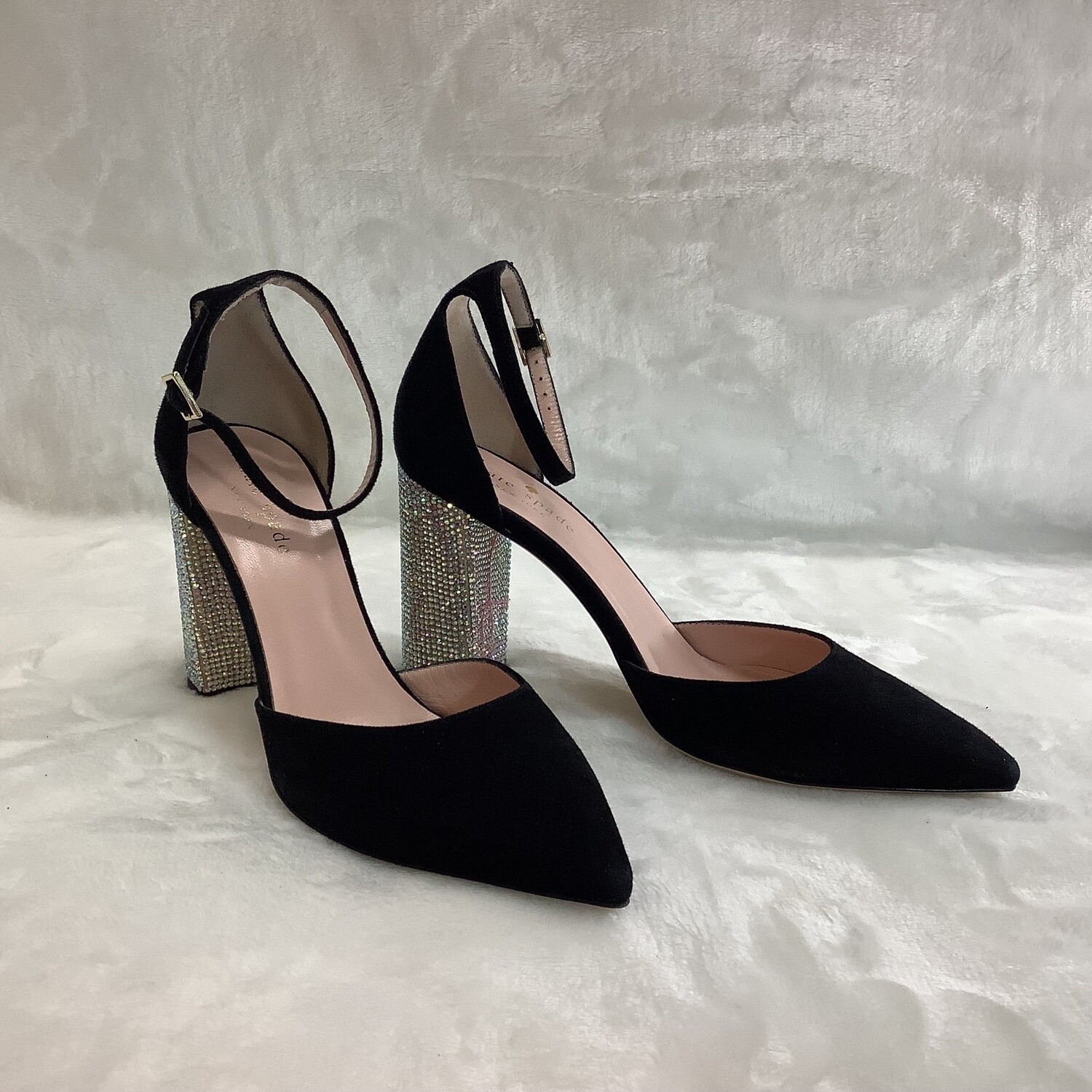 Kate Spade Black Suede Pumps w/Crystal Heel (Women&#39;s Size 6M) - CL1761