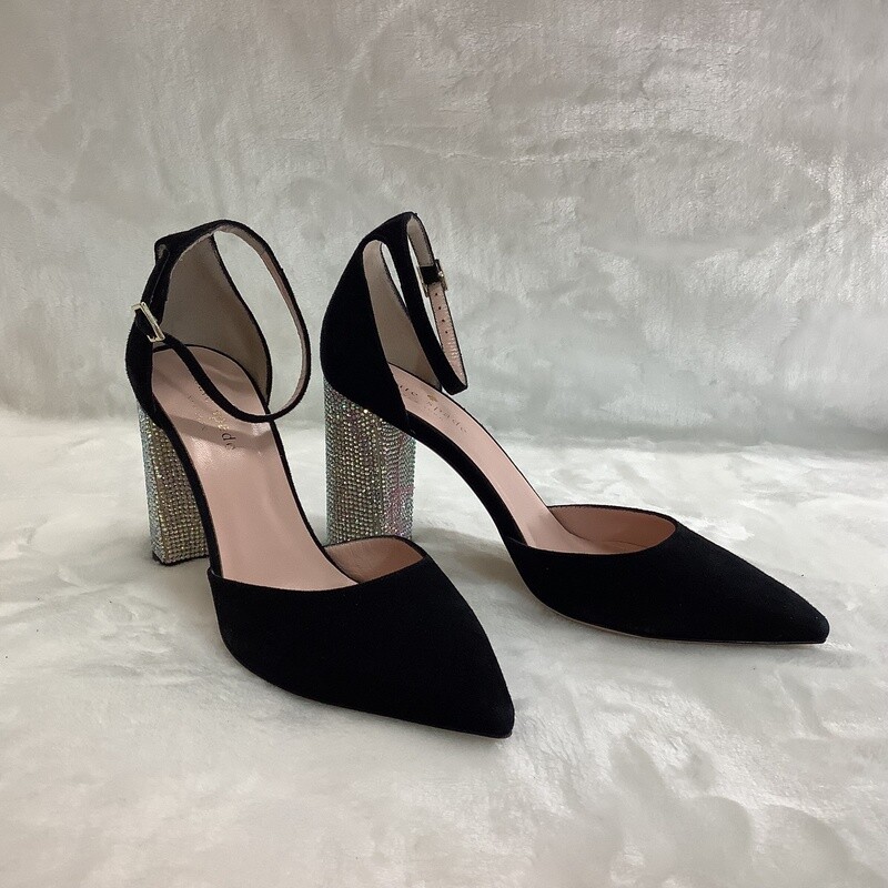 Kate Spade Black Suede Pumps w/Crystal Heel (Women&#39;s Size 6M) - CL1761
