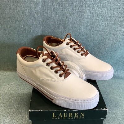 Ralph Lauren Veeta White Canvas Shoes (Women&#39;s Size 5.5) - CL1803
