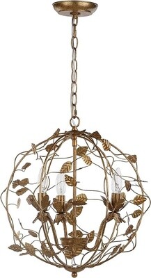 Safavieh CHA4007A Lighting Collection Austen Cage Gold Leaf Chandelier - RS3386
