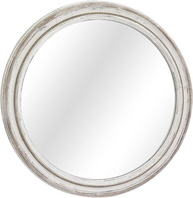 Crestview Collection Round Laughlin Wall Mirror w/Wood Cream Wash Frame - RS3380