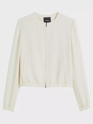 Theory Clean Bomber Jacket in Ivory (Women's Size 4) - CL1811