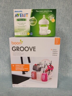 Boon Groove Drying Rack &amp; Avent Natural Bottles - RS3440