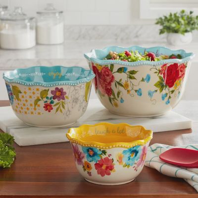 The Pioneer Woman Sweet Rose Sentiment Serving Bowls, 3-PC Set - RS3495