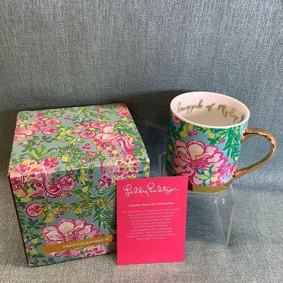 Lilly Pulitzer &quot;Fruity Flamingo&quot; Mug w/Gold Handle - RS3504