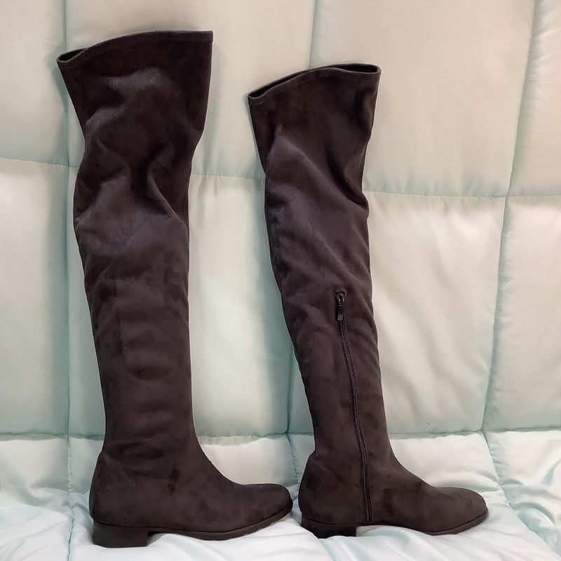 Rapisardi by Ron White Suede Over the Knee Boot, Grey (Women&#39;s Size 7) - CL1909