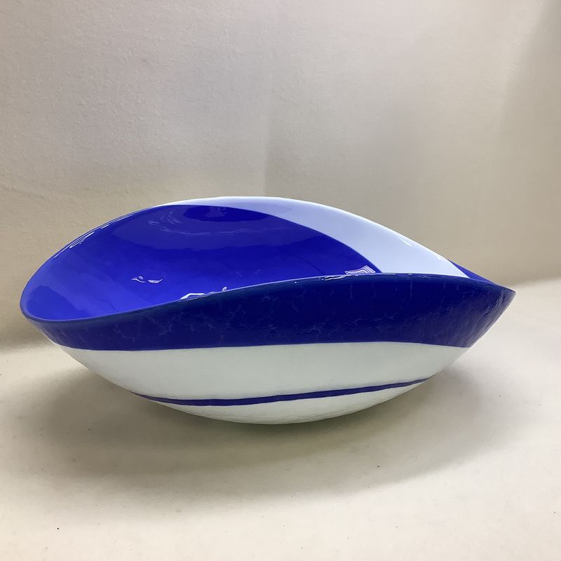 Vintage Venini Murano Italian Blue and White Fruit Bowl - RS4575