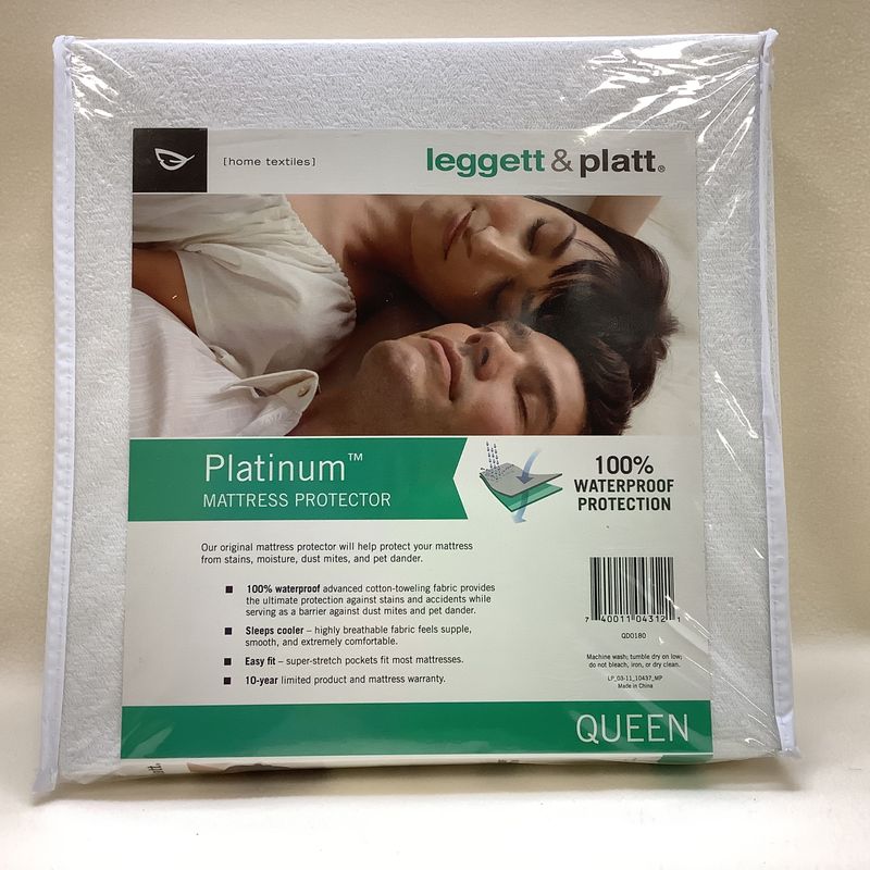 Leggett &amp; Platt Platinum Terry Waterproof Mattress Protector, Size Queen - RS4605