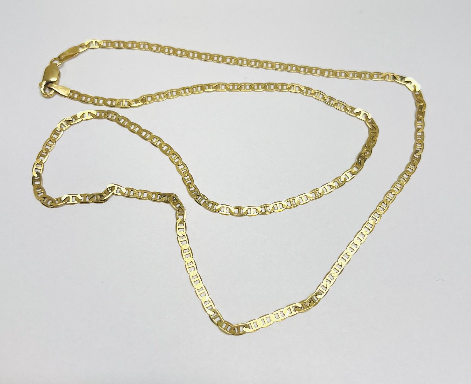14K Solid Gold Flat Mariner 20&quot; Chain - RS4592