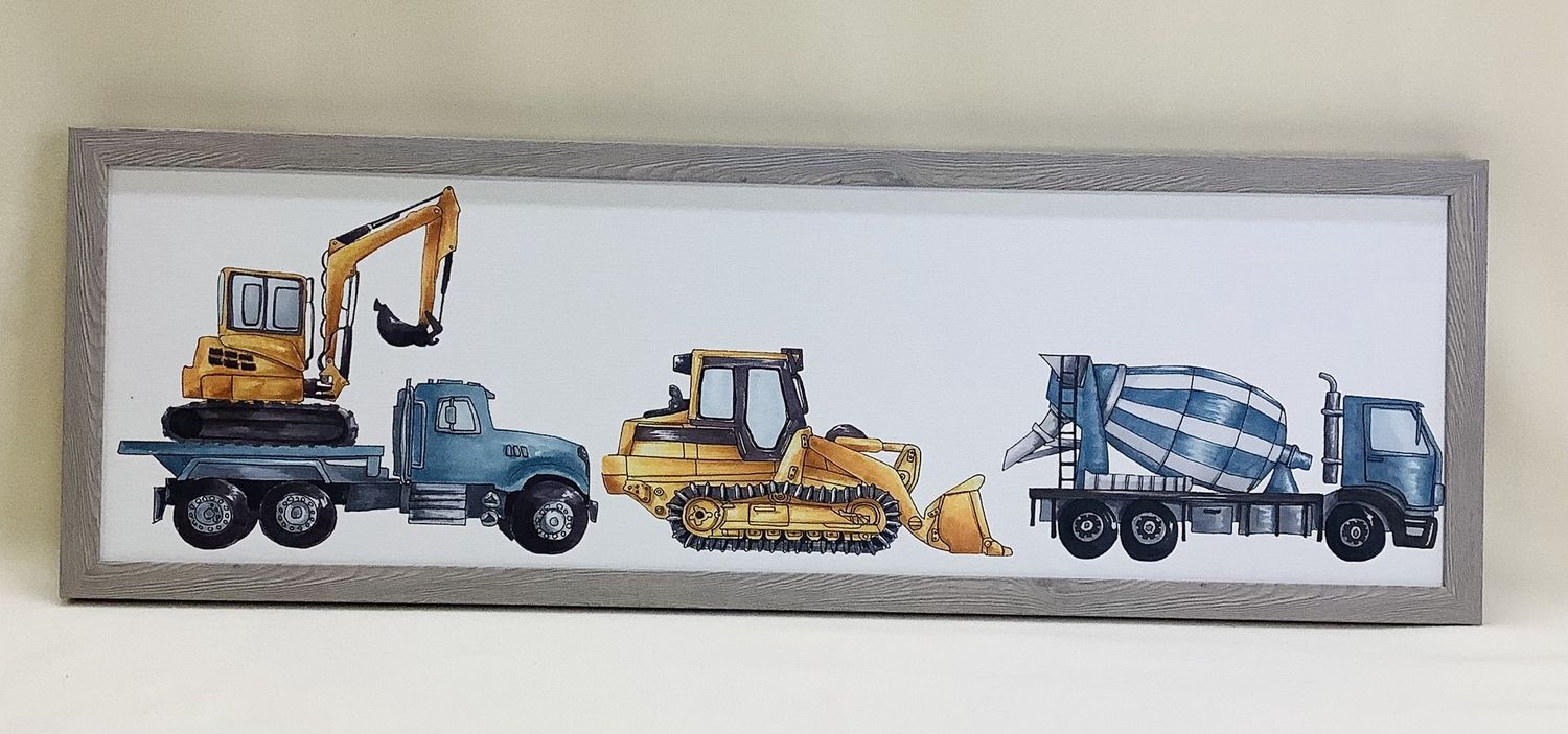 Stupell Industries Construction Vehicles Driving Illustration Framed Art - RS4687