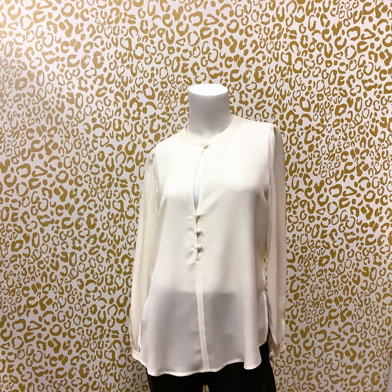 A.L.C. Silk Long Sleeve Blouse, Ivory (Women&#39;s Size 2) - CL1975