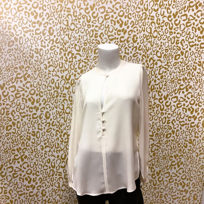 A.L.C. Silk Long Sleeve Blouse, Ivory (Women&#39;s Size 2) - CL1975