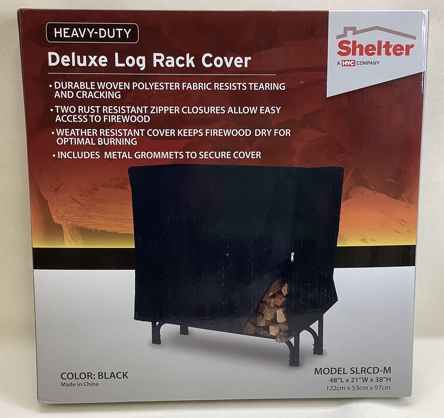 Shelter Deluxe Log Rack Cover, Black - RS4723