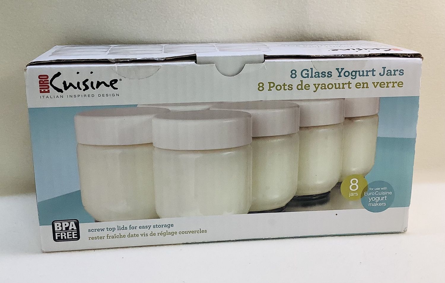 Euro Cuisine Glass Yogurt Jars w/Lids (Set of 8) - RS4733