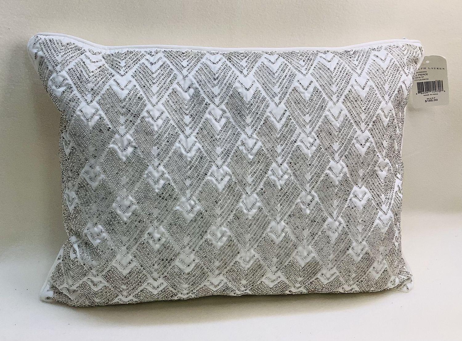 Ralph Lauren RL Pierce 12&quot; x 16&quot; Vintage Deco Beaded Decorative Throw Pillow - RS4735