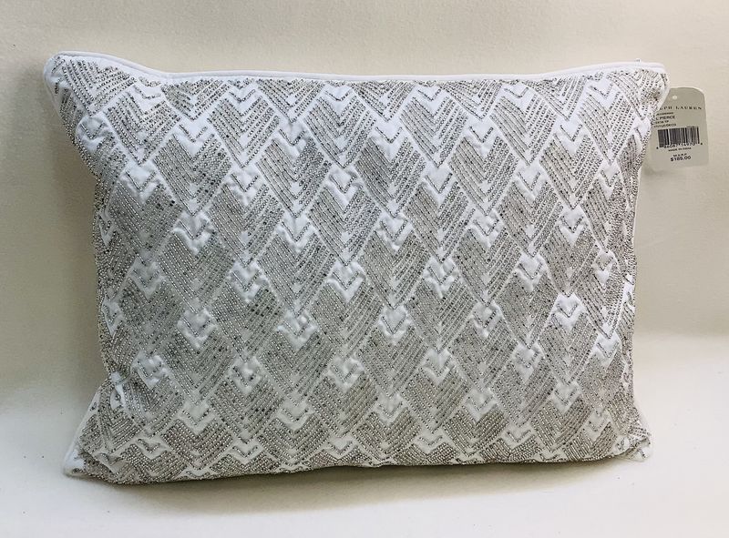 Ralph Lauren RL Pierce 12&quot; x 16&quot; Vintage Deco Beaded Decorative Throw Pillow - RS4735