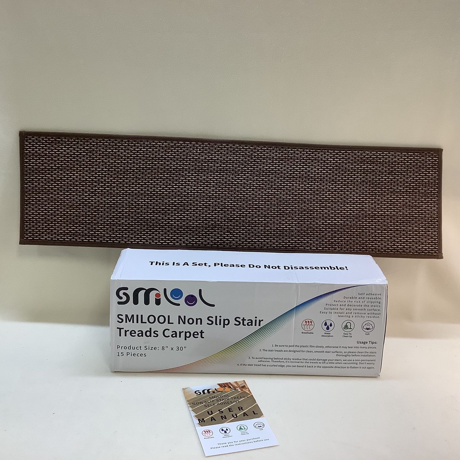 SMILOOL Non-Slip Stair Treads Carpet (15 PCs, 8&quot; X 30&quot;) - RS4729