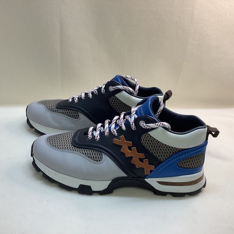 Ermenegildo Zegna Couture Leather Sneakers, Grey/Blue (Men&#39;s Size 9.5) - CL1978