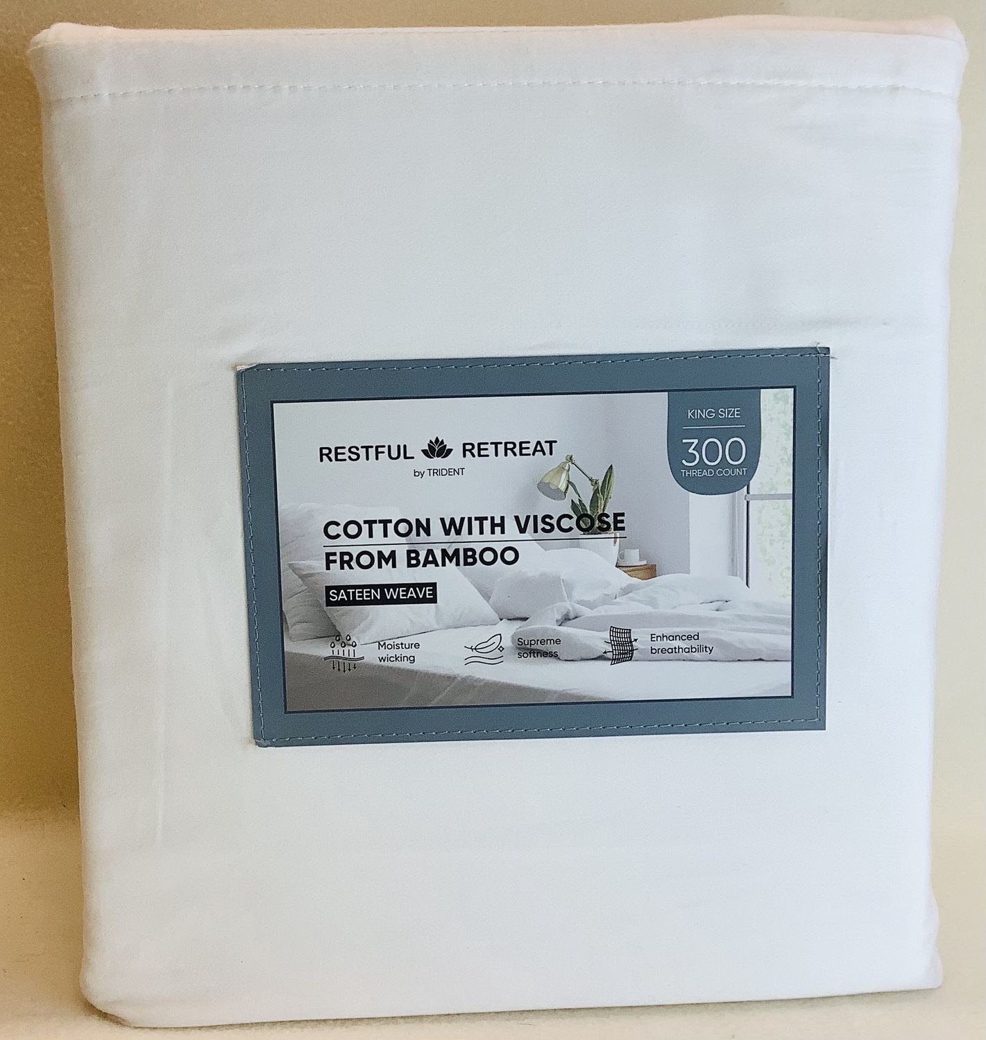 Restful Retreat by Trident Sateen Weave Sheet Set (King), White - RS4754