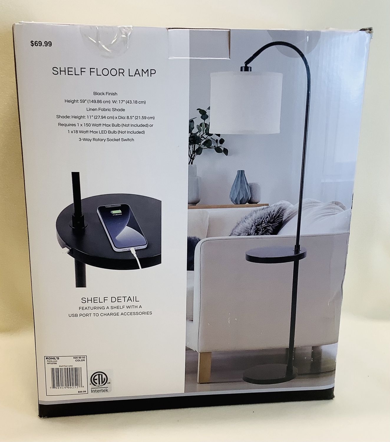 Shelf Floor Lamp with Black Finish - RS4761