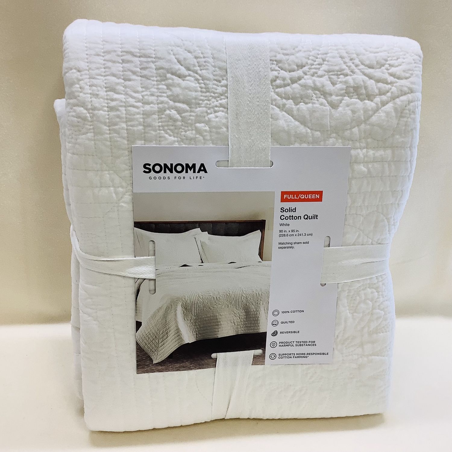 Sonoma Goods For Life Solid Cotton Quilt (Full/Queen), White - RS4760