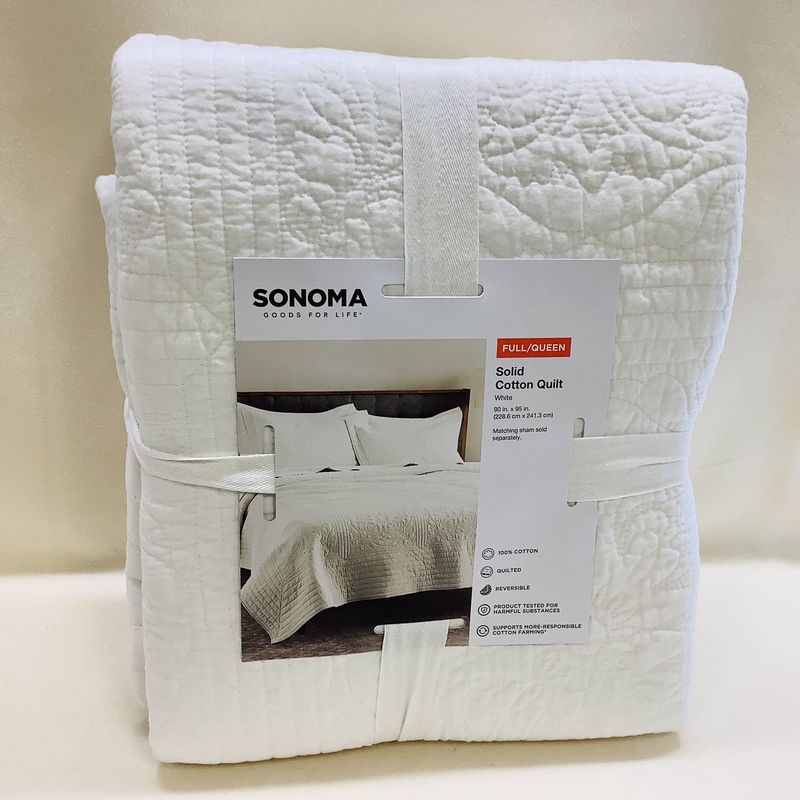 Sonoma Goods For Life Solid Cotton Quilt (Full/Queen), White - RS4760