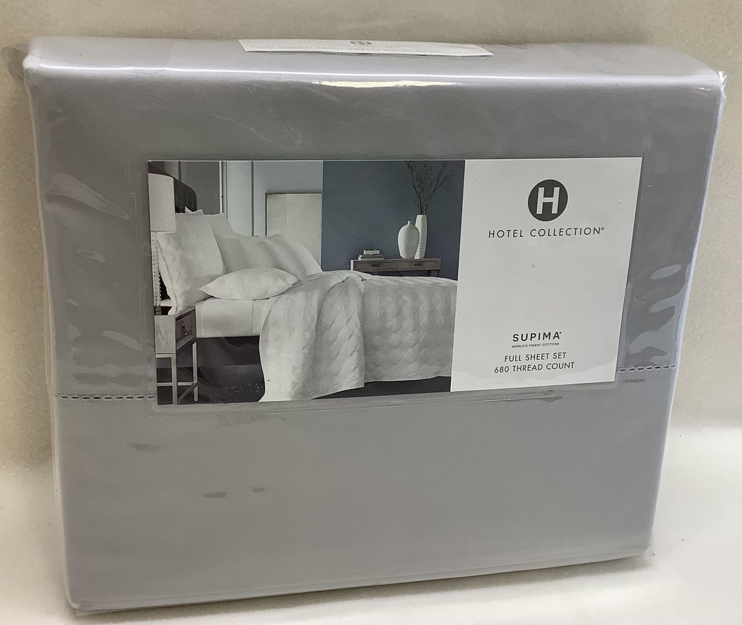 Hotel Collection 680 Thread Count 100% Supima Cotton Full Sheet Set, Palladium Grey - RS4778