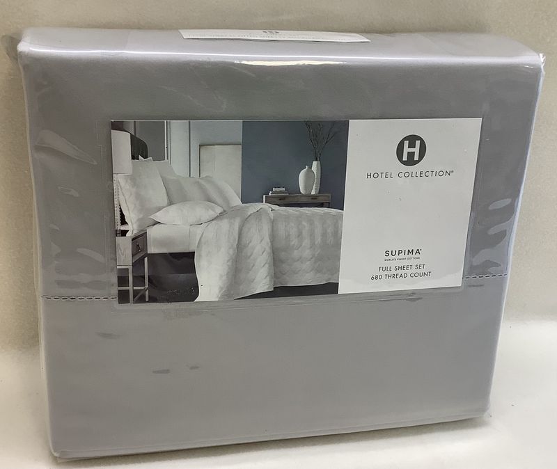 Hotel Collection 680 Thread Count 100% Supima Cotton Full Sheet Set, Palladium Grey - RS4778
