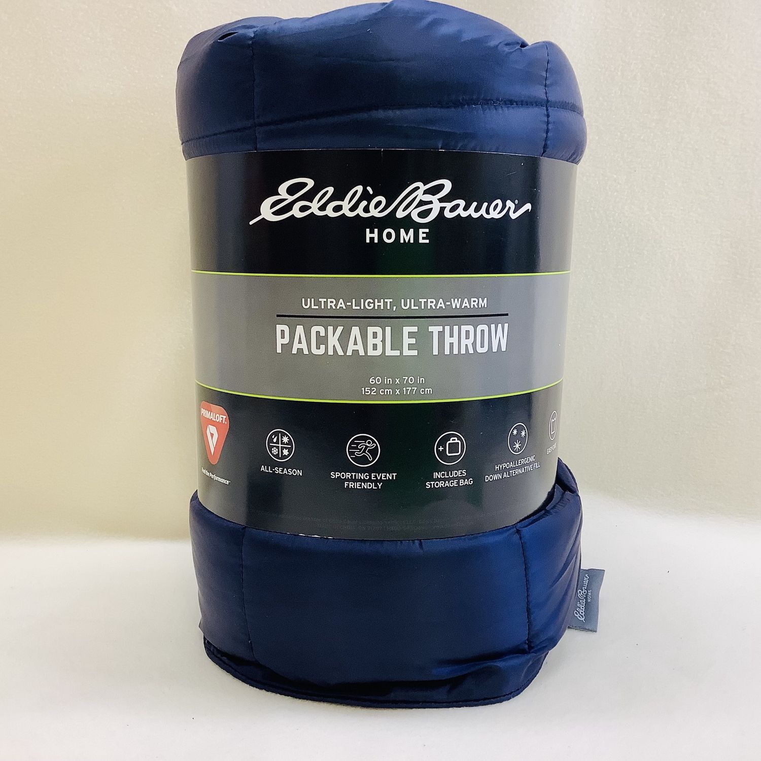 Eddie Bauer Home Packable Throw, Navy Blue - RS4797