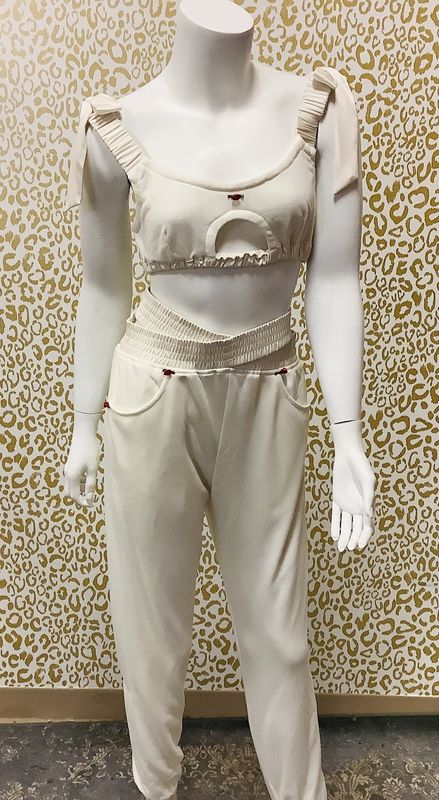 For Love &amp; Lemons Pants and Bra Frankie, Ivory (Top Size M, Bottom Size XS) - CL1991